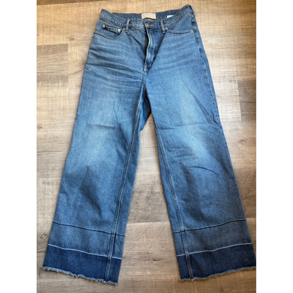 Everlane The Way-High Sailor Jeans Size 30 Regular Wide Leg Raw Hem